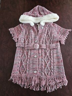 Little Lass Girls Infant Sweater Multicolor With Fur Lined Hood 18mths